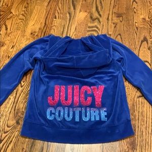 Juicy Couture Velour Blue Zip Up Hoodie